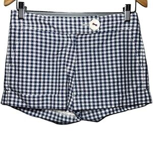 Tibi Women’s Size 2 Navy Blue White Pink Checkered Check Picnic Table Shorts